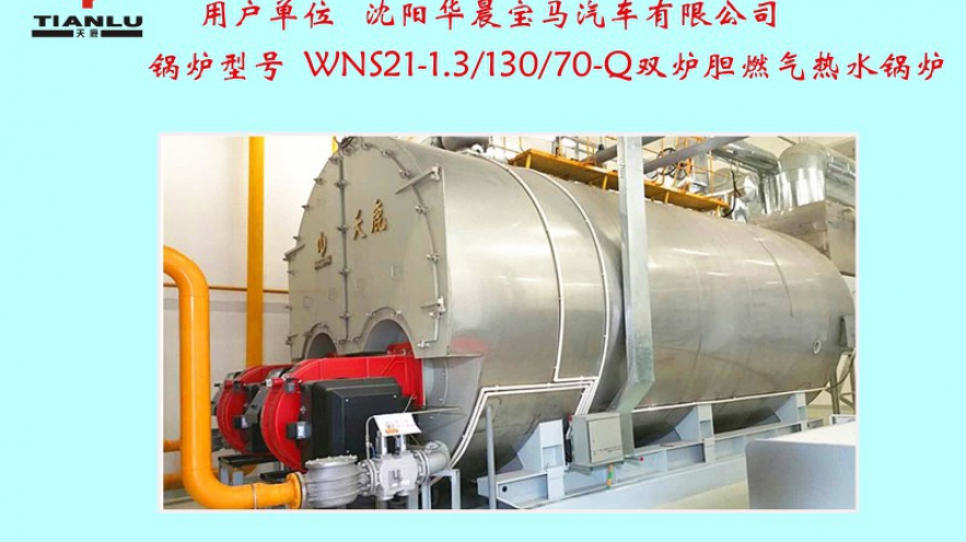 沈陽華晨寶馬汽車有限公司一臺WNS21雙爐膽燃?xì)鉄崴仩t